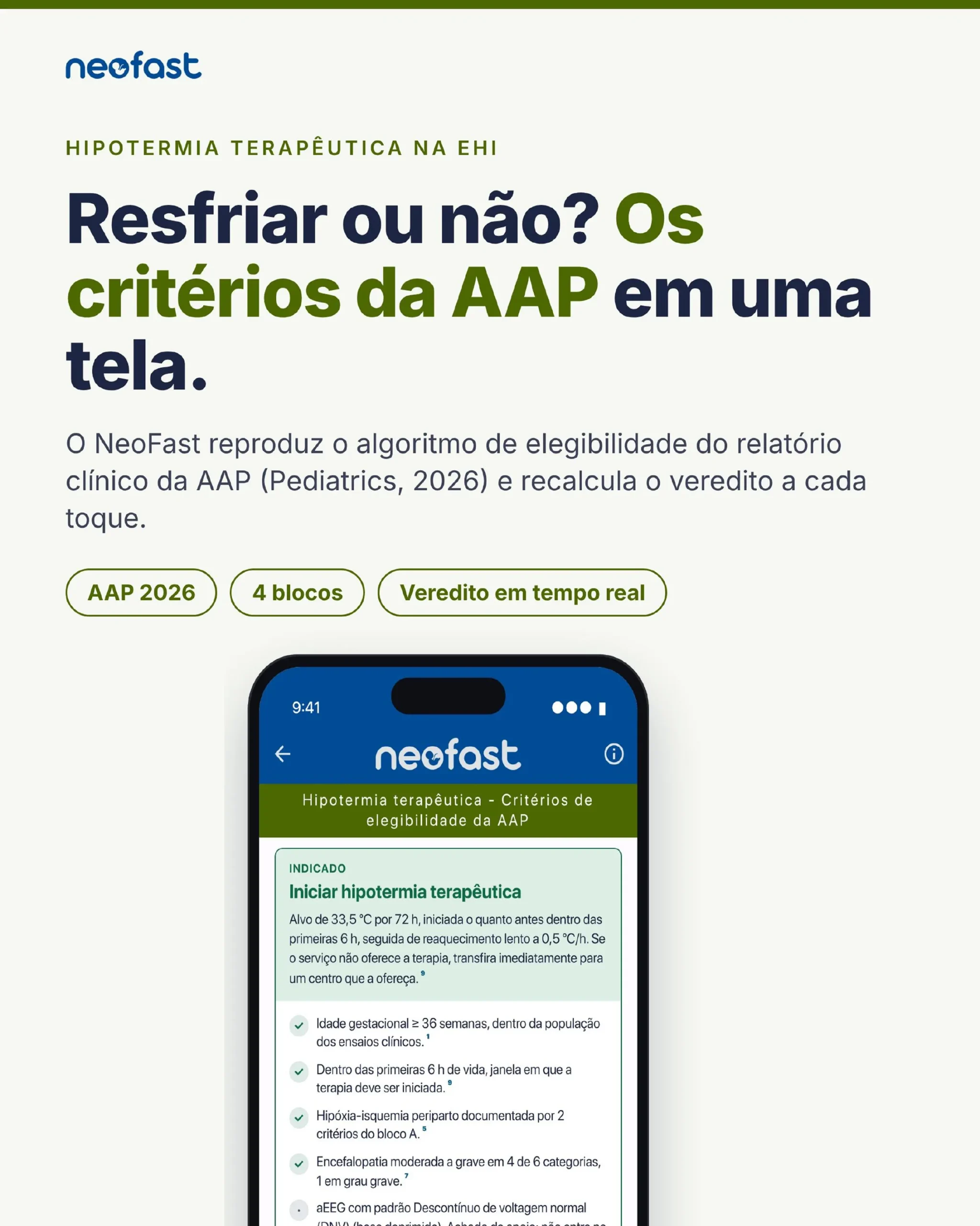 Hipotermia Terapêutica na EHI: Critérios de Elegibilidade da AAP no NeoFast